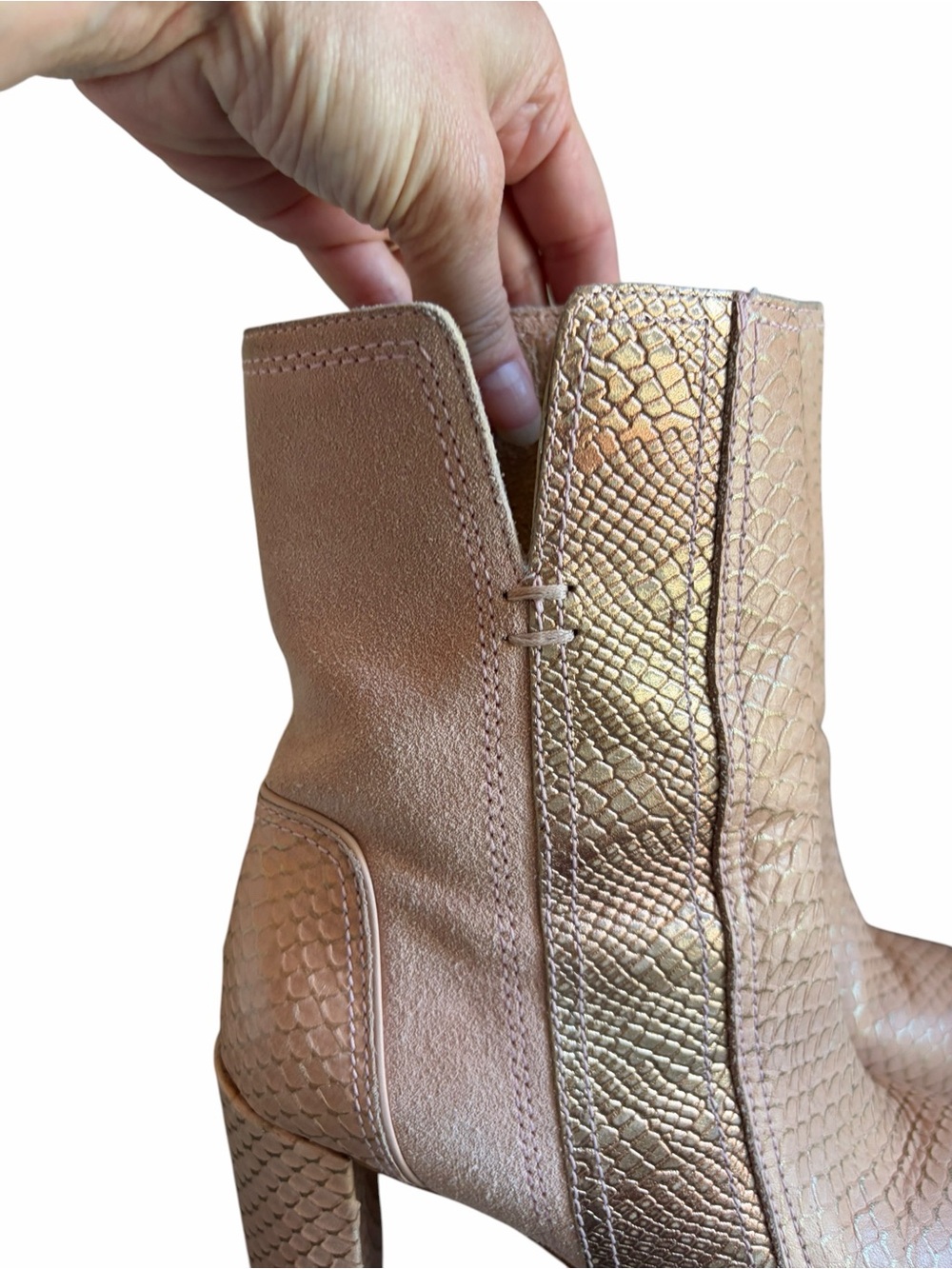 MATISSE Cobra Metallic Leather Heeled Mid Calf Boots - Picture 6 of 10